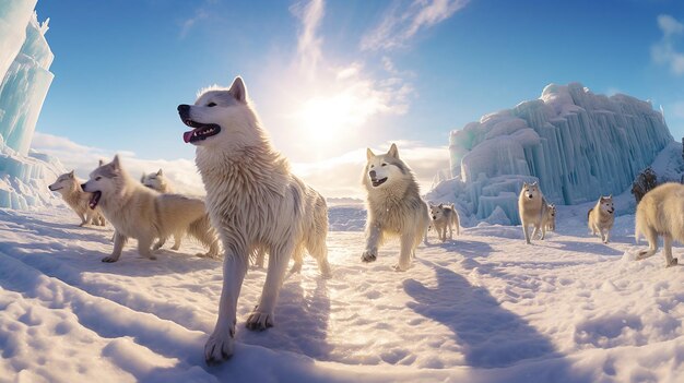 Formazione di cani da slitta Un viaggio si svolge