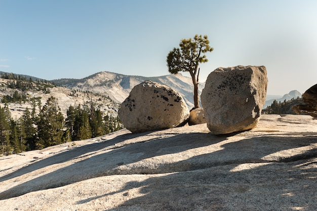 Formazione unica di roccia su Olmsted Point nel Yosemite National Park
