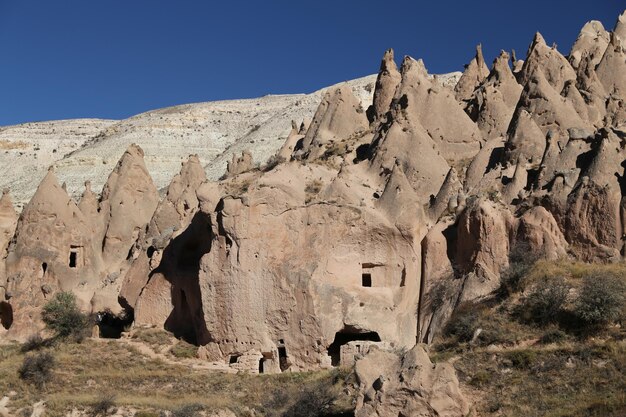 Formazioni rocciose nella valle di Zelve Cappadocia Nevsehir Turchia