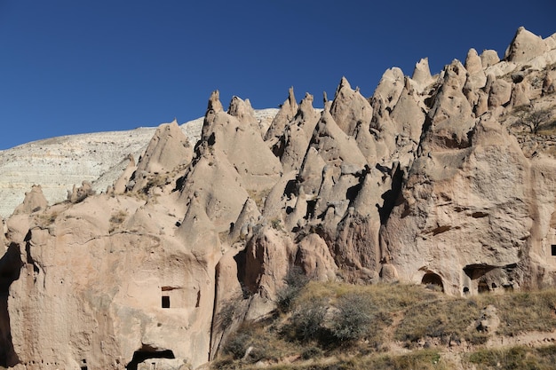 Formazioni rocciose nella valle di Zelve Cappadocia Nevsehir Turchia