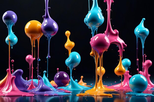 forme 3D liquide forme a gradiente di colore fluido copre modello astratto olografico