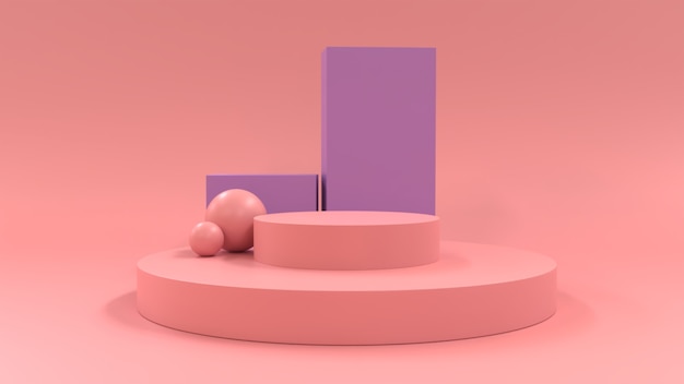 Forme 3d minimaliste del podio per visualizzare il prodotto rosa