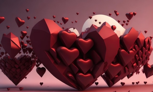 Forme astratte di cuori che volano come concetto di San Valentino