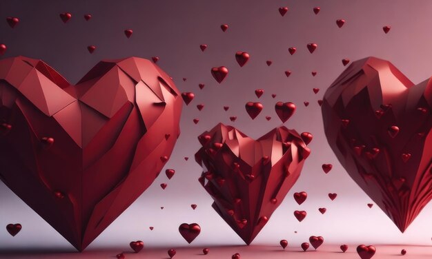 Forme astratte di cuori che volano come concetto di San Valentino