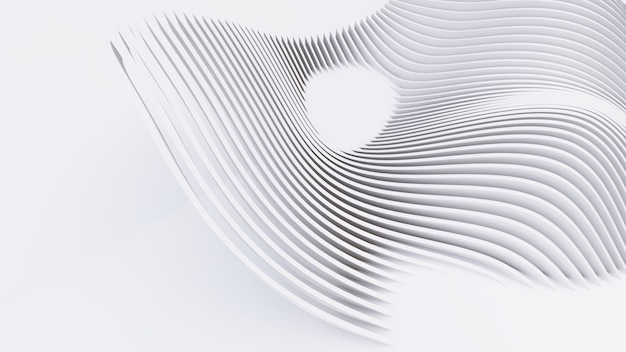 Forme curve astratte. Sfondo circolare bianco. Sfondo astratto. illustrazione 3D