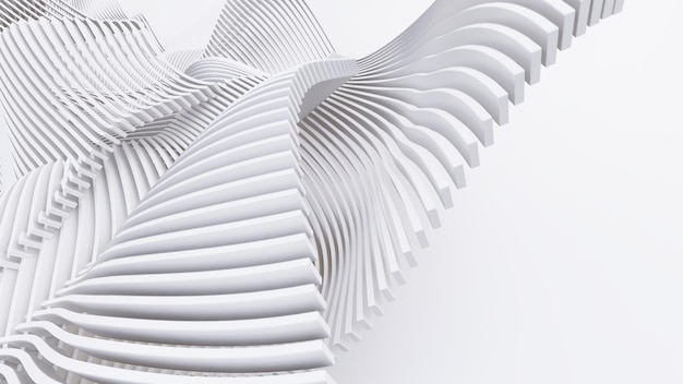 Forme curve astratte. Sfondo circolare bianco. Sfondo astratto. illustrazione 3d