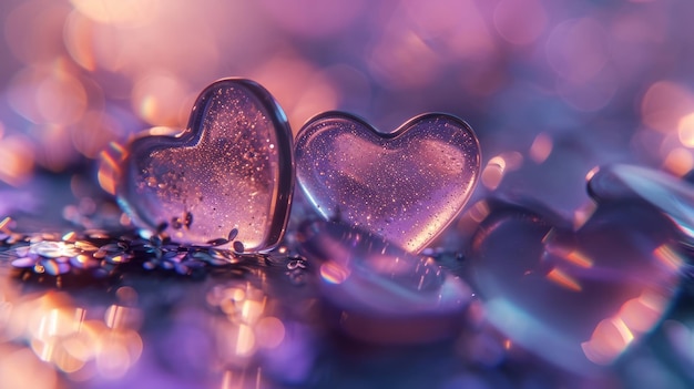 Forme di cuore in una palette di lilac da sogno