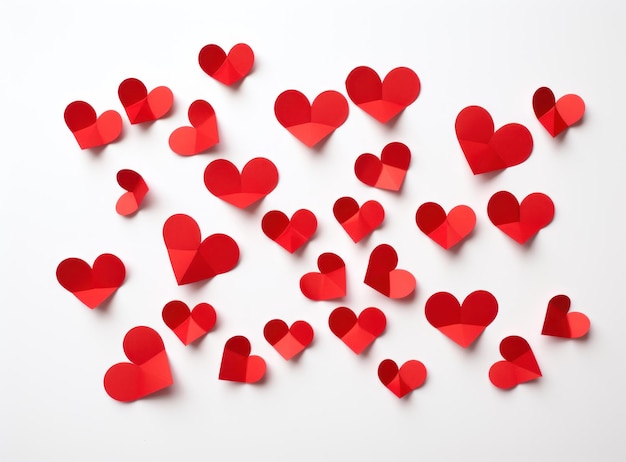 Forme di cuore rosso su sfondo bianco