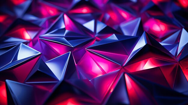 Forme di origami al neon che proiettano ombre intricate su una superficie