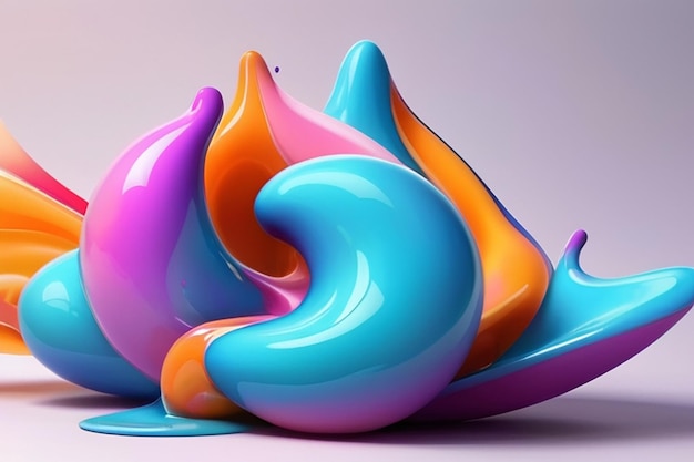 Forme fluide 3D colorate Elementi di gradiente liquido astratto su sfondo chiaro