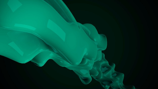 Forme futuristiche liquide verde scuro di movimento, fondo geometrico astratto. Stile di illustrazione 3d elegante e di lusso per modello aziendale e aziendale