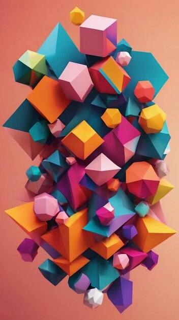 Forme geometriche colorate disegno astratto illustrato in 3D