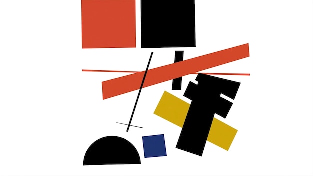 Forme geometriche del suprematismo che si muovono e ruotano su sfondo bianco combinazione di diversi