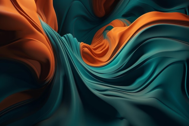 Forme geometriche fluide in Dark Cyan e Orange Generative AI