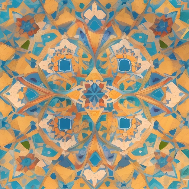 Forme geometriche in un modello di piastrelle marocchine senza cuciture generato da Ai