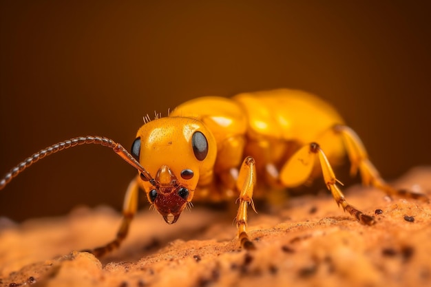 Formica gialla con faccia e occhi neri