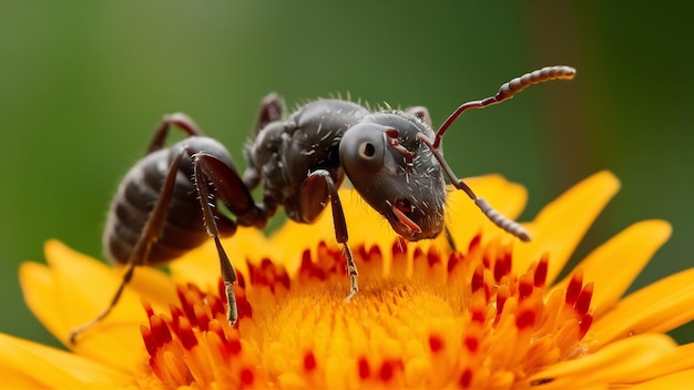 Formica nera sul fiore