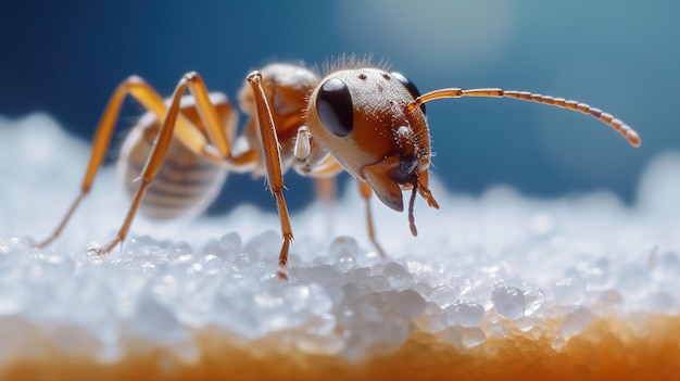 Formica su zucchero bianco bella formica ad alto contrasto