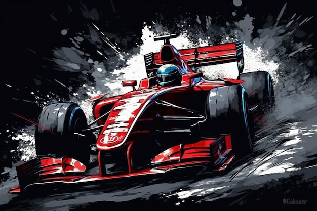 formua 1 auto sbandata adesivo art