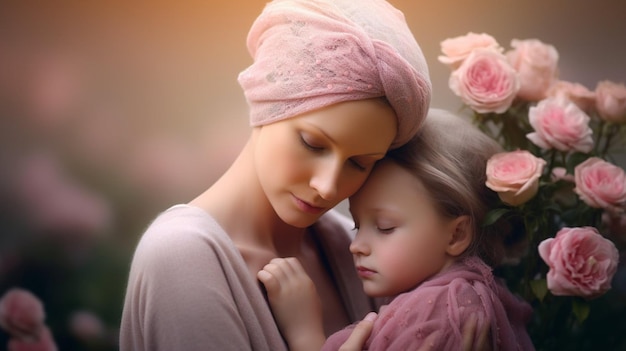 Forza nell'unità MadreFiglia Consapevolezza sul cancro al seno