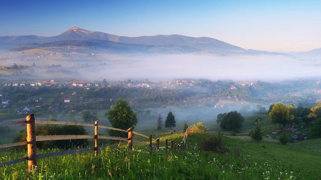 Foschia mattutina in montagna