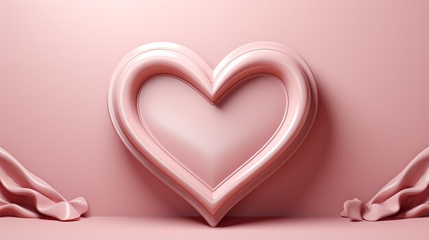 Foto 3D del design della carta da parati a cuore rosa