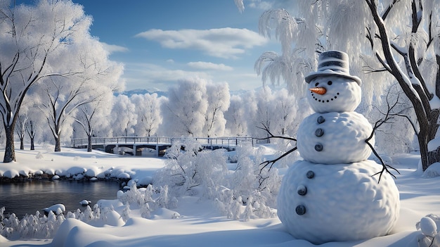 Foto 3D della carta da parati dell'uomo di neve
