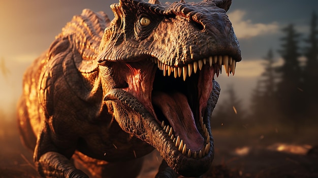 Foto 3D di una carta da parati di dinosauro
