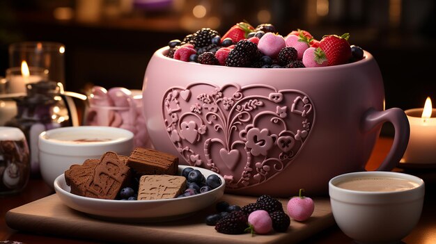 Foto 3D di una carta da parati di una torta di cioccolato