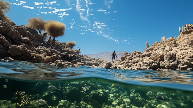 Foto 3D di una splendida vista sulla natura