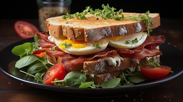 Foto 3D di uova per la colazione con carta da parati di pane