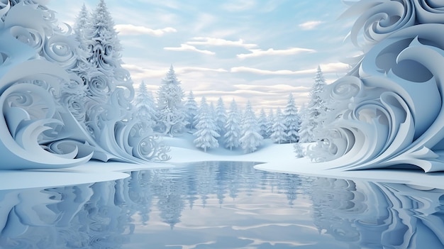 Foto 3d rendering astratto inverno sfondo Natale