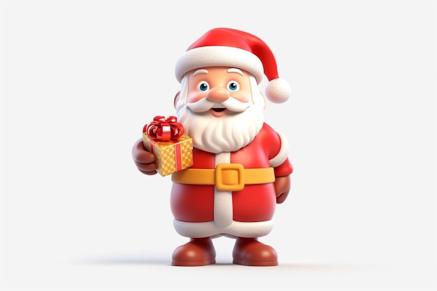 foto 3d rendering del personaggio dei cartoni animati babbo natale con confezione regalo buon natale e anno nuovo