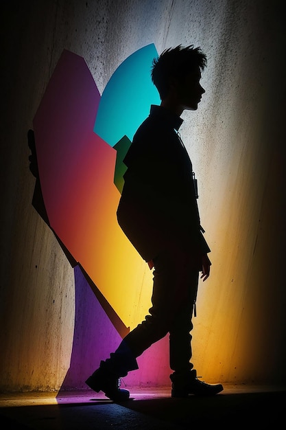 Foto a colori della forma di una silhouette generata dall'AI