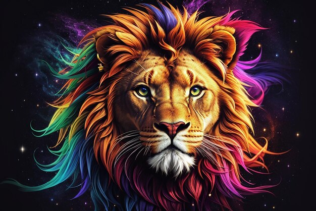 Foto a colori disegno di illustrazione del leone