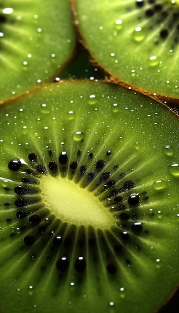 Foto a macroistruzione di struttura della fetta del kiwi