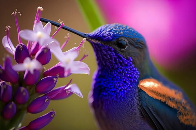 Foto a macroistruzione di un colibrì