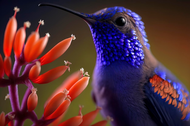 Foto a macroistruzione di un colibrì