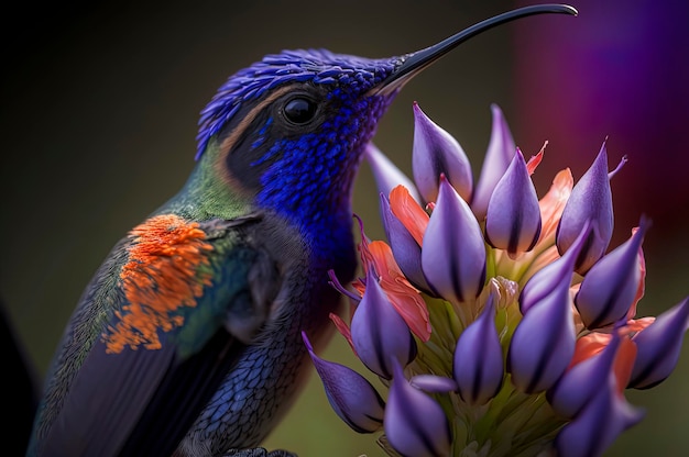 Foto a macroistruzione di un colibrì