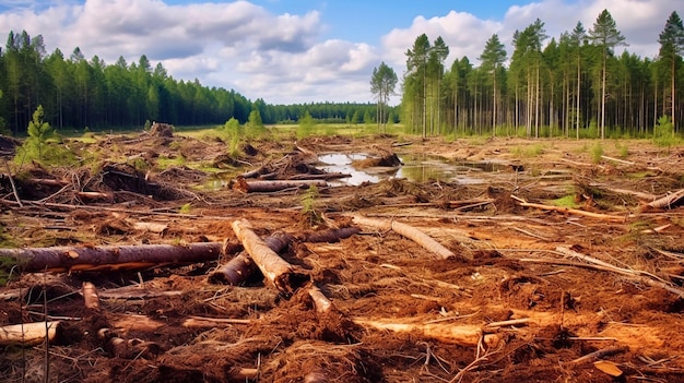 Foto aerea della deforestazione