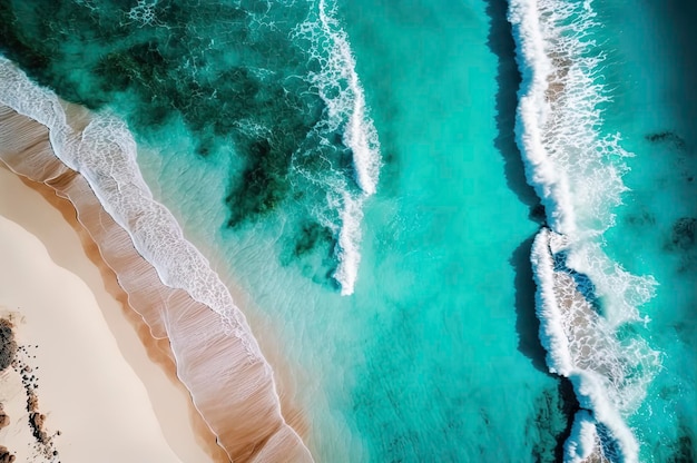 Foto aerea della spiaggia estiva e del mare blu