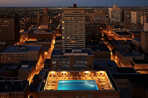 Foto aerea di piscine urbane sui tetti