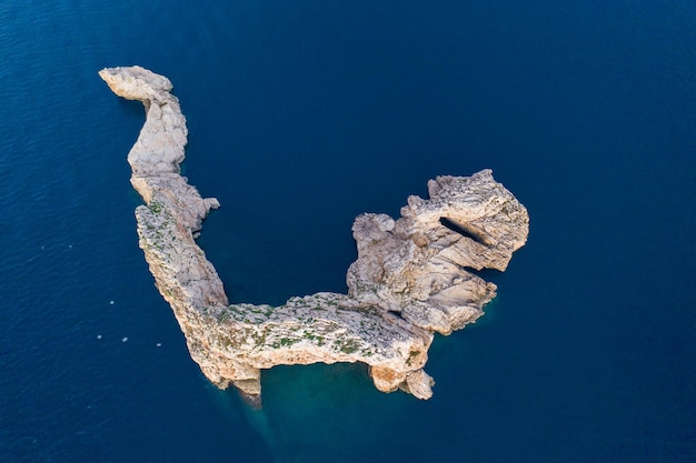 Foto aerea di un'isola a forma di lucertola