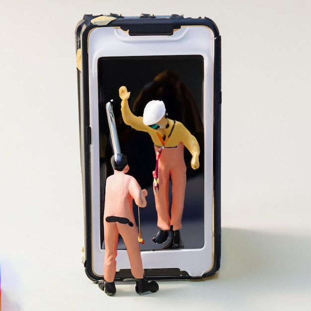 Foto ai generata illustrazione di modella di statuetta riparazione di telefono cellulare