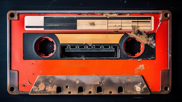 Foto AI generativa di vecchia cassetta audio vintage oggetto nostalgico per il design degli anni '80