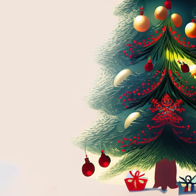 Foto aI generato albero di Natale con ornamento e spazio di copia