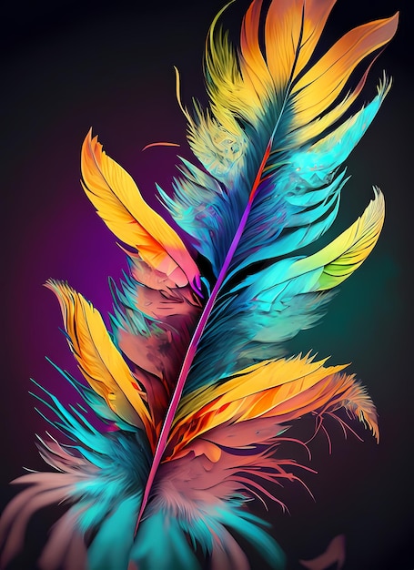 Foto arcobaleno Piume di uccello suspense luci sfondo rendering 3d