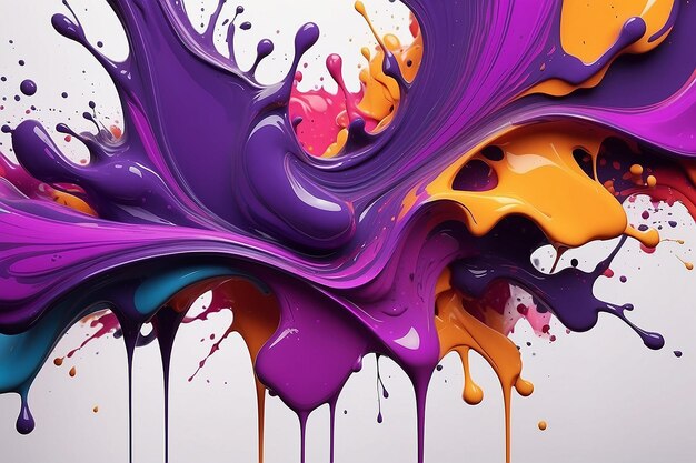 Foto arte viola liquida pittura astratta sfondo colorato con spruzzo di colore e vernici ar moderno