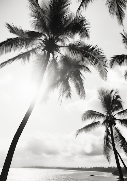 Foto artistica di palme in bianco e nero