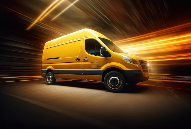 foto astratta del furgone di consegna nello stile del giallo scuro